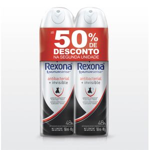 Pack Antitranspirante Aerossol Antibacterial E Invisible Rexona Motionsense 2 Unidades 150Ml Cada Le