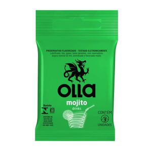Preservativo Olla Drinks Mojito Com 3 Unidades