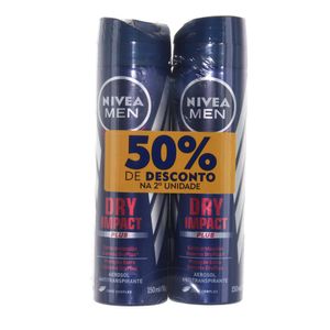 Pack Antitranspirante Aerossol Dry Impact Plus Nivea Men 2 Unidades 150Ml Cada