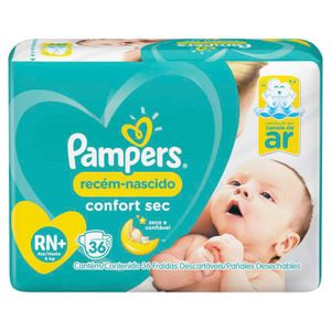 Fralda Descartável Infantil Pampers Confort Sec Rn+ Pacote 36 Unidades