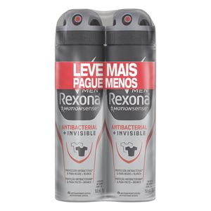 Pack Antitranspirante Aerossol Antibacterial E Invisible Rexona Men Motionsense 2 Unidades 150Ml Cad