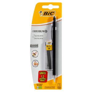 Lapiseira Recarregável Preta 0,7mm Bic Criterium Grátis 12 Grafites
