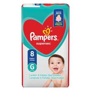 Fralda Descartável Infantil Pampers Supersec G Pacote 8 Unidades