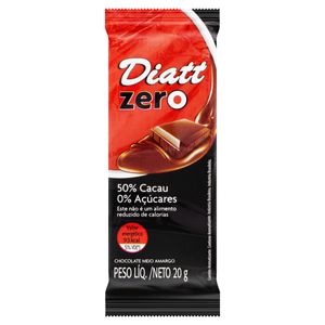 Chocolate Meio Amargo 50% Cacau Diatt Zero Pacote 20g