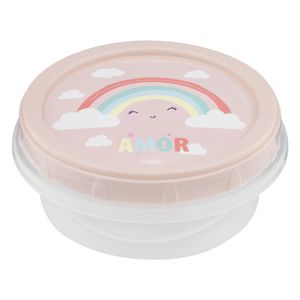 Pote Plástico Redondo Arco-Íris 390ml Plasútil Decora