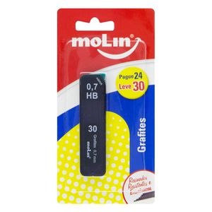 Grafite para Lapiseira HB 0,7mm Molin Leve 30 Pague 24 Unidades