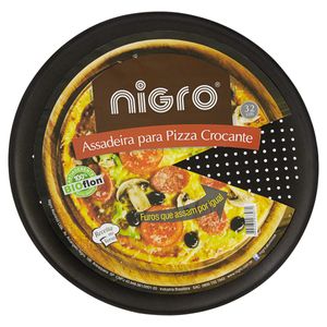 Assadeira Redonda Preta para Pizza Antiaderente Nigro Ø 32cm