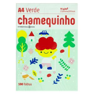 Papel Sulfite Verde Chamequinho A4 100 Folhas