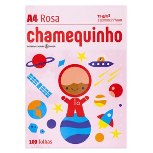 Papel Sulfite Rosa Chamequinho A4 100 Folhas