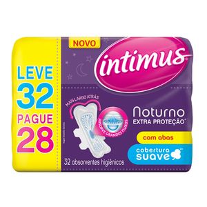 Absorvente Intimus Noturno Extra Proteção Com Abas Leve 32 Pague 28