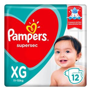 Fralda Descartável Infantil Pampers Supersec Xg Pacote 12 Unidades