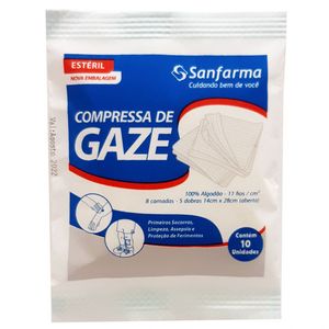 Compressa Gaze Esterelizada Com 10 Unidades Sanfarma