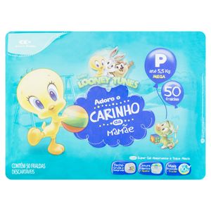 Fralda Descartável Infantil Baby Looney Tunes P Pacote 50 Unidades