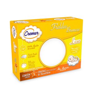 Fralda Cremer Luxo Branca Algodão 5 Unidades