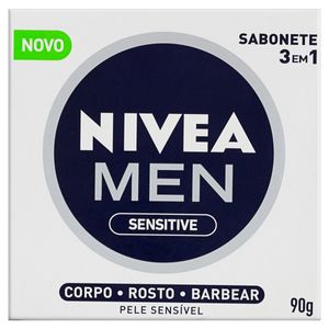 Nivea Men Sabonete Sensitive 3 Em 1 Rosto Barba Corpo 90 G