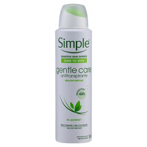 Simple Spray Antitranspirante Gentle Care Sem Perfume 150 Ml