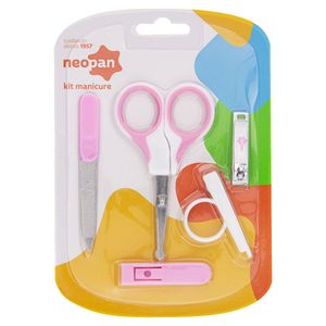 Neopan Kit Manicure Rosa Ref.7332 Tesoura+Estojo Protetor Tesoura+Cortador+Suporte+