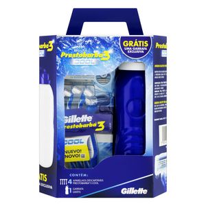 Gillette Prestob 3 Kit 4 Aparelho De Barbear Cool + Gratis Garrafa