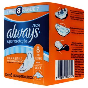 Always Absorvente Basico Super Protecao Seca Com Abas Leve 8 Pague 7