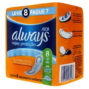 Always Absorvente Basico Super Protecao Seca Leve 8 Pague 7