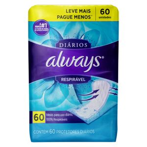 Always Absorvente Protetor Diario Respiravel Leve Mais Pague Menos C/60