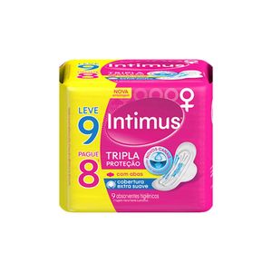 Intimus Gel Absorvente Feminino Tripla Suave Com Abas Leve 9 Pague 8