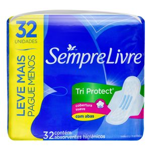 Sempre Livre Absorvente Tri-Protect Normal Suave Com Abas Leve 32 Pague 24