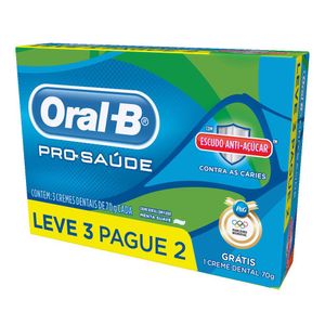 Oral-B Pro Saude Creme Dental Escudo Anti-Acucar Menta Suave Leve 3 Pague 2 70 G