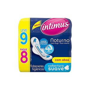 Intimus Gel Absorvente Feminino Noturno Suave Com Abas Leve 9 Pague 8
