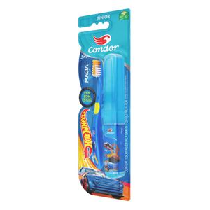 Condor Junior Escova Dental Macia/Suave 4+Anos Hot Wheels + Estojo Porta Escova