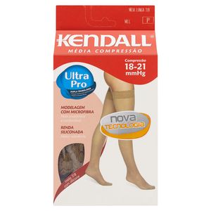 Kendall 18-21 Meia 7/8 Media Compressao Renda E Silicone Longa Com Ponteira Mel Tamanho P