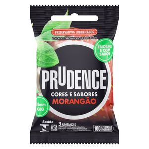 Prudence Cor E Sab Sache Preservativo Lubrificado Morangao Xxg C/3