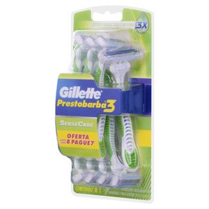 Gillette Prestob 3 Aparelho Barbear Masculino Sense Care Leve 8 Pague 7