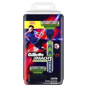 Gillette Mach 3 Aparelho Barbear Masculino Barcelona Sensitiv +2 Carga
