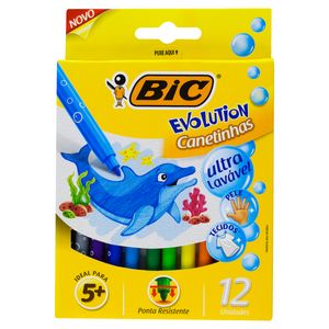 Canetinha Hidrográfica Colorida Bic Evolution 12 Unidades