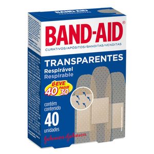 BAND AID CURATIVOS TRANSPARENTE RESPIRAVEL LEVE 40 PAGUE 30 x 40