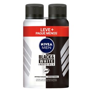 NIVEA MEN AEROSOL DESODORANTE INVISIBLE BLACK WHITE LEVE + PAGUE MENOS COM 150ML CADA 150 ML x 2