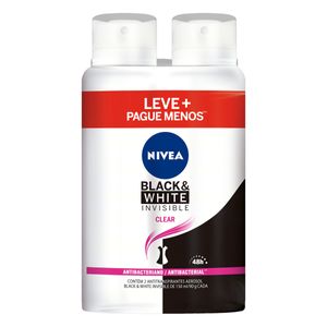 NIVEA MEN AEROSOL DESODORANTE BLACK WHITE INVISIBLE CLEAR LEVE + PAGUE MENOS COM150ML 150 ML x 2