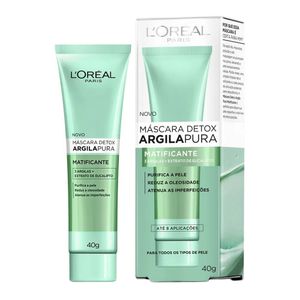 L OREAL MASCARA FACIAL DETOX ARGILA PURA MATIFICANTE 3 ARGILAS + EXTRATO DE EUCALIPT 40 G x 1