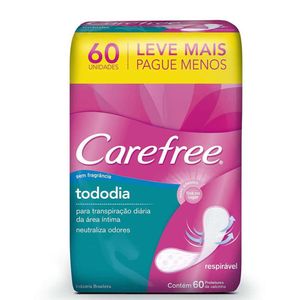 CAREFREE ABSORVENTE PROTETOR DIARIO BRISA SEM PERFUME NEUTRALIZA ODORES PACOTE ECONOM x 60