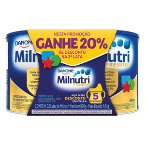 MILNUTRI PO LATA PREMIUM 20% DE DESCONTO NA 2 UNIDADE 800 G x 2