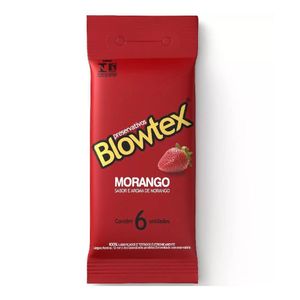BLOWTEX SACHE PRESERVATIVO LUBRIFICADO MORANGO x 6