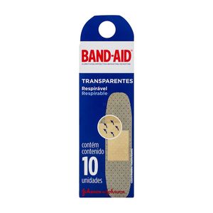 BAND AID CURATIVOS TRANSPARENTE RESPIRAVEL x 10