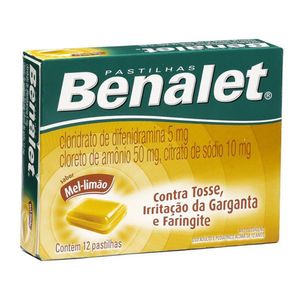 BENALET PASTILHA MEL/LIMAO CONTRA TOSSE IRRITACAO DA GARGANTA E FARINGITE x 12