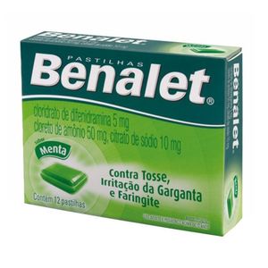 BENALET PASTILHA MENTA CONTRA TOSSE IRRITACAO DA GARGANTA E FARINGITE x 12