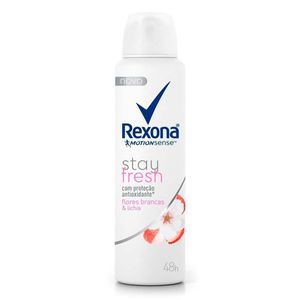 REXONA DESODORANTE SPRAY AEROSOL STAY FRESH FEMININO FLORES BRANCAS E LICHIA 150 ML x 1