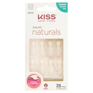 KISS NEW YORK UNHAS POSTICAS SALON NATURALS QUADRADO CURTO REF KSN03BR x 28