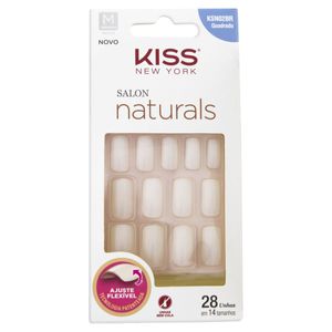 KISS NEW YORK UNHAS POSTICAS SALON NATURALS QUADRADO MEDIO REF KSN02BR x 28