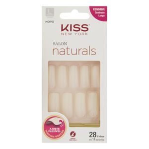 KISS NEW YORK UNHAS POSTICAS SALON NATURALS QUADRADO LONGO REF KSN04BR x 28
