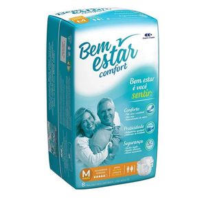 BEM ESTAR COMFORT FRALDA GERIATRICA REGULAR TAMANHO M x 8